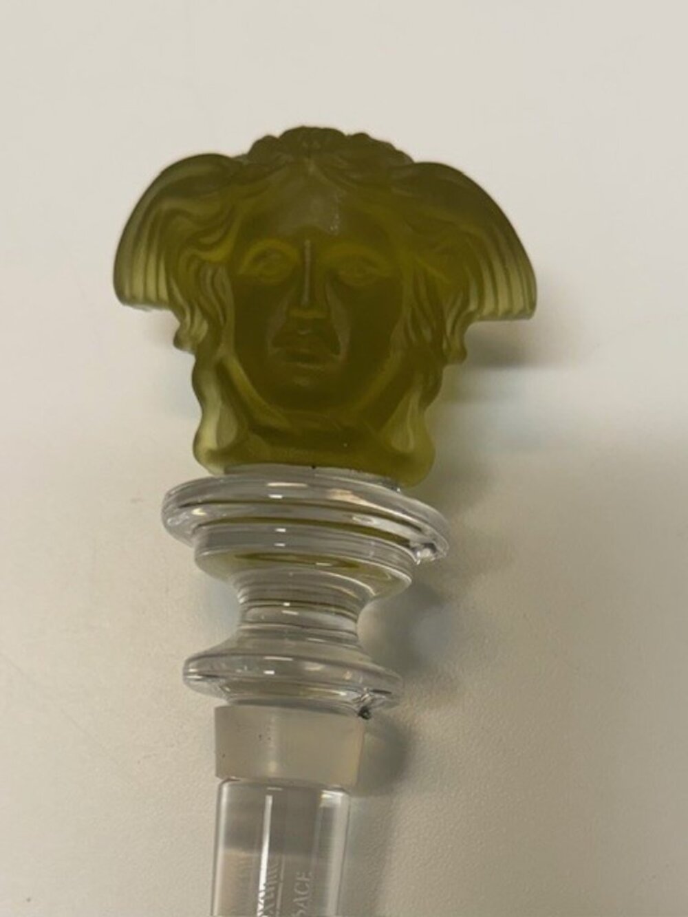Rosenthal Versace GREEN Medusa Head Crystal Wine Liquor Bottle Stopper